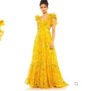 Mac Duggal Ruffled Floral Gown
